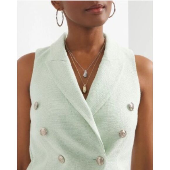 NWT White House Black Market Sage Mint Tweed Studio Vest 12 - Picture 3 of 8